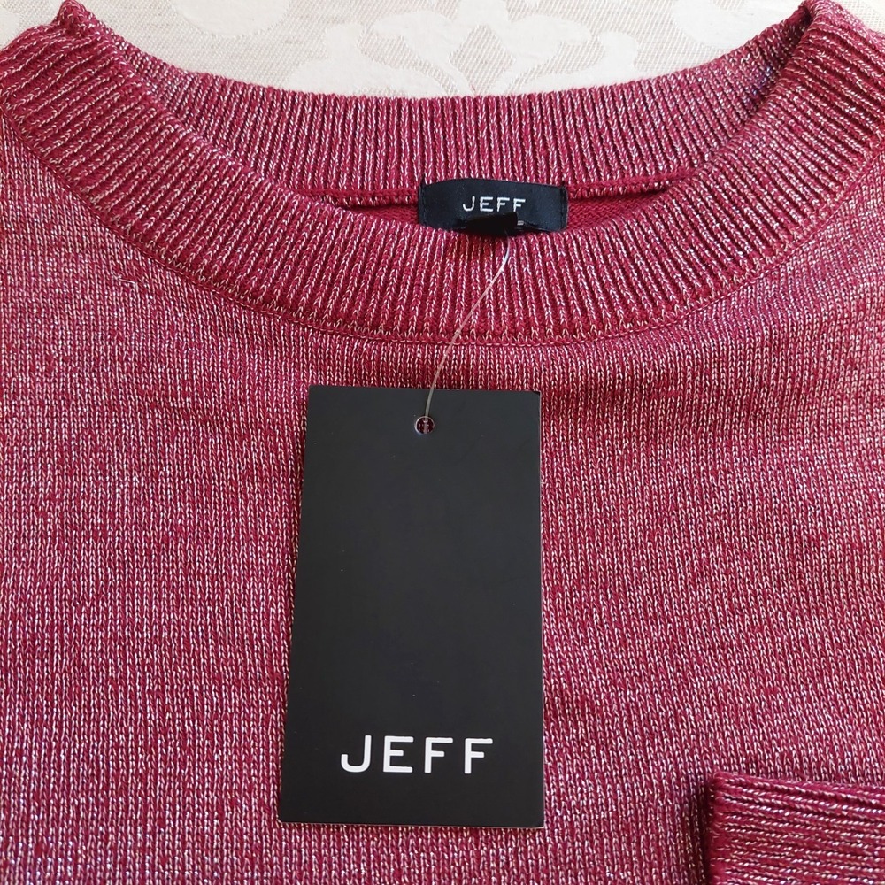 Jeff The Bennett Men's Crew Neck Sweater Wine Silver Lurex Size Large $198 NEW! - Picture 7 of 13